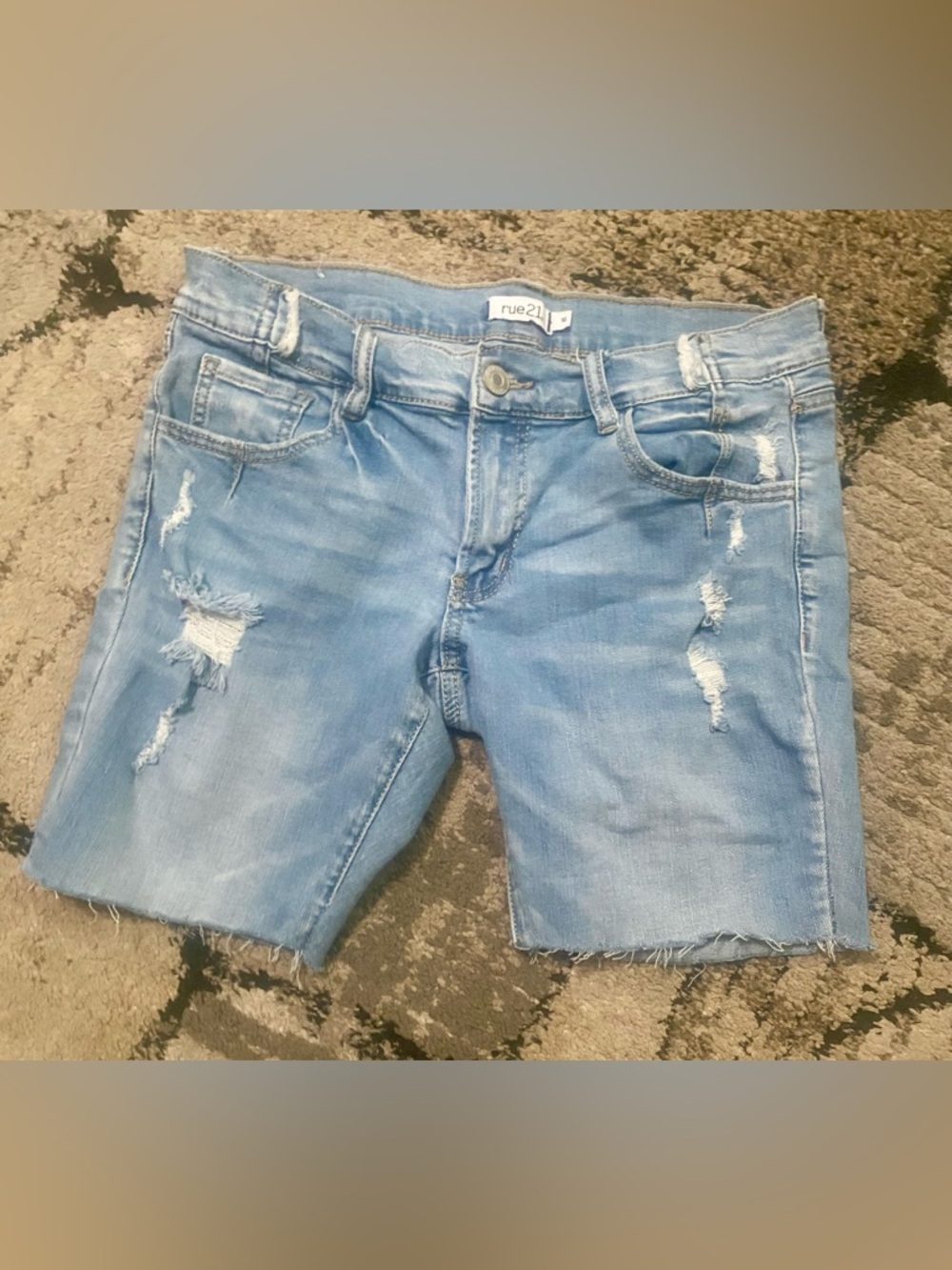 Rue21 Light Blue Denim Cutoff Shorts with Button Waist